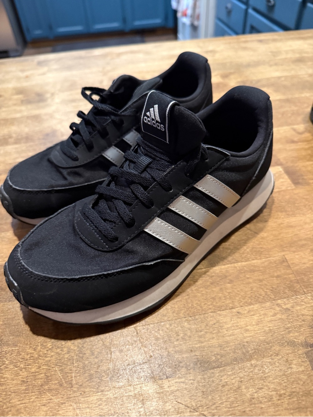 Adidas Run 60s 3.0 Black Silver Metallic Lifestyle Running Shoes women size 7.5